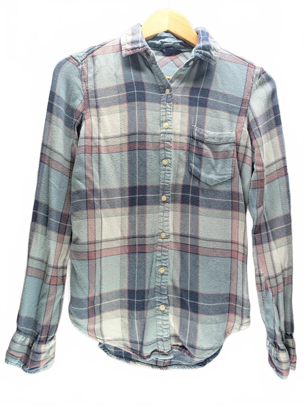 Aeropostale Women's Small Soft Blue Plaid Button-Up Shirt